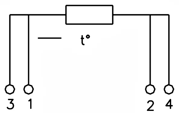 Четырехпроводная схема подключения термопреобразователя ТС-Б (КТС-Б)