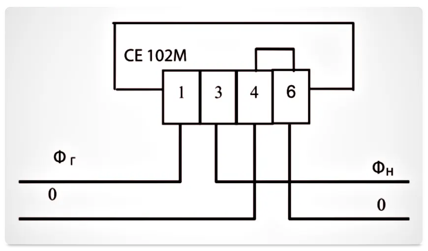 Схема включения счетчика электроэнергии СЕ102М Энергомера